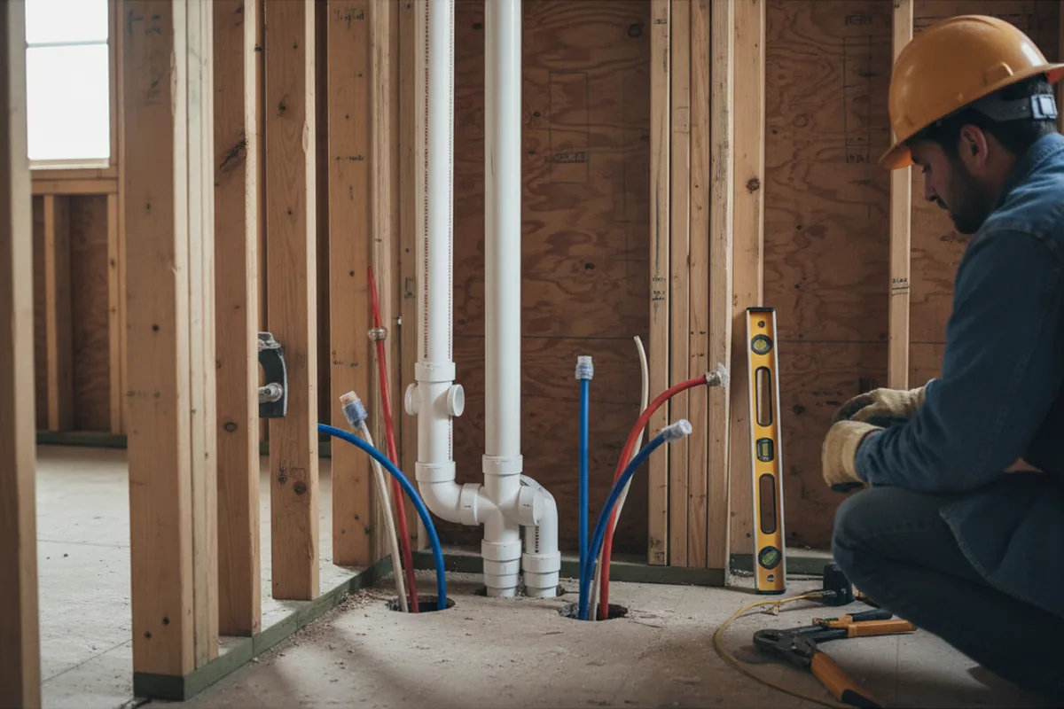 Drain and supply rough-in during Toilet Repair and Installation in Freeman